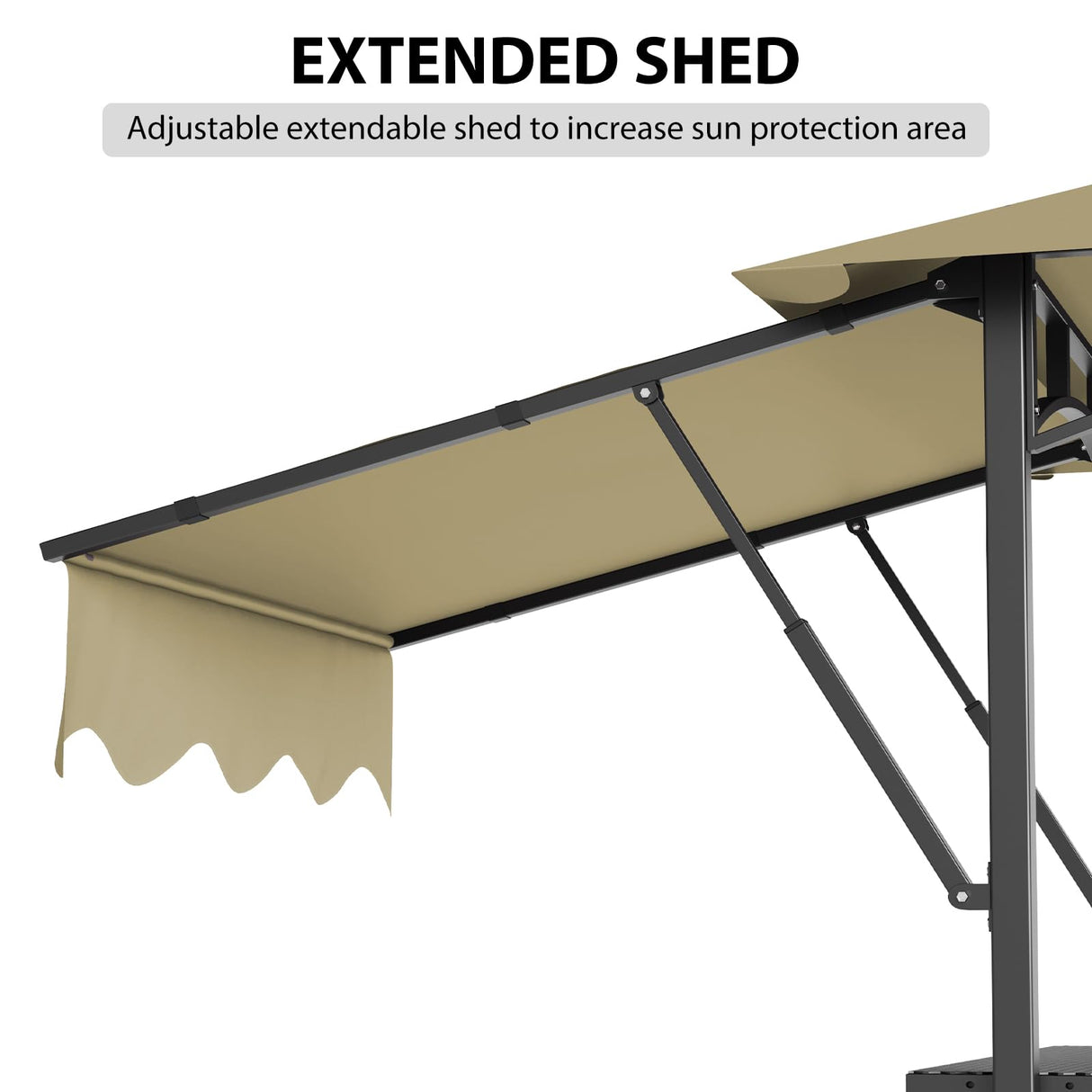 GarveeLife 8'x 5' Grill Gazebo Canopy,Outdoor BBQ Grill Patio Canopy Tent with Led Light/Extra Shadows*2/Bottle Opener/Hanging Hooks for Outdoor/Backyard/Patio/Garden/Beach (Khaki) GarveeLife