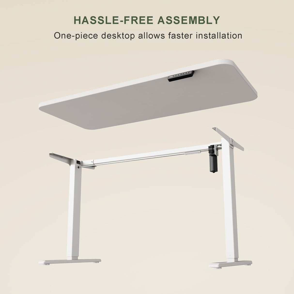 WALKINGDESK 48x24 Inches Whole Piece Electric Standing Desk, Seamless One Piece Height Adjustable Stand up Desk for Home Office, Ergonomic Sit to Stand Desk, Computer Workstation, White WALKINGDESK