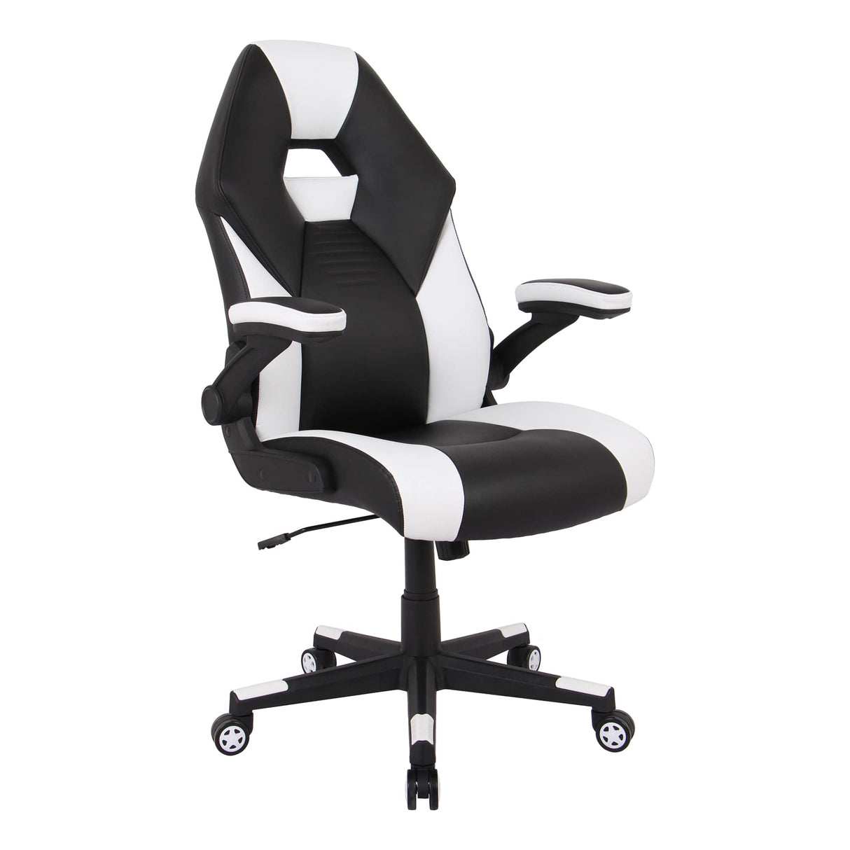 RS Gaming™ RGX Faux Leather High-Back Gaming Office Chair, Black/White, BIFMA Compliant Realspace
