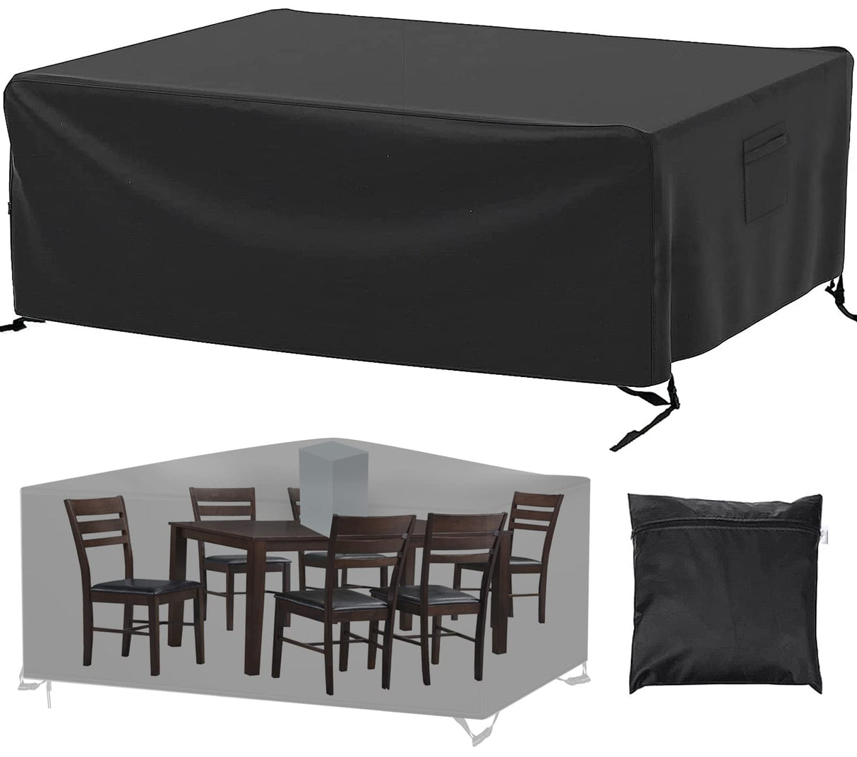 Patio Furniture Covers Waterproof, Outdoor Furniture Covers Rip-proof for Patio Furniture Set Table and Chairs, Windproof UV and Fade Resistant Outdoor Sectional Cover 74"L X 47"W X 28"H Lipneaed
