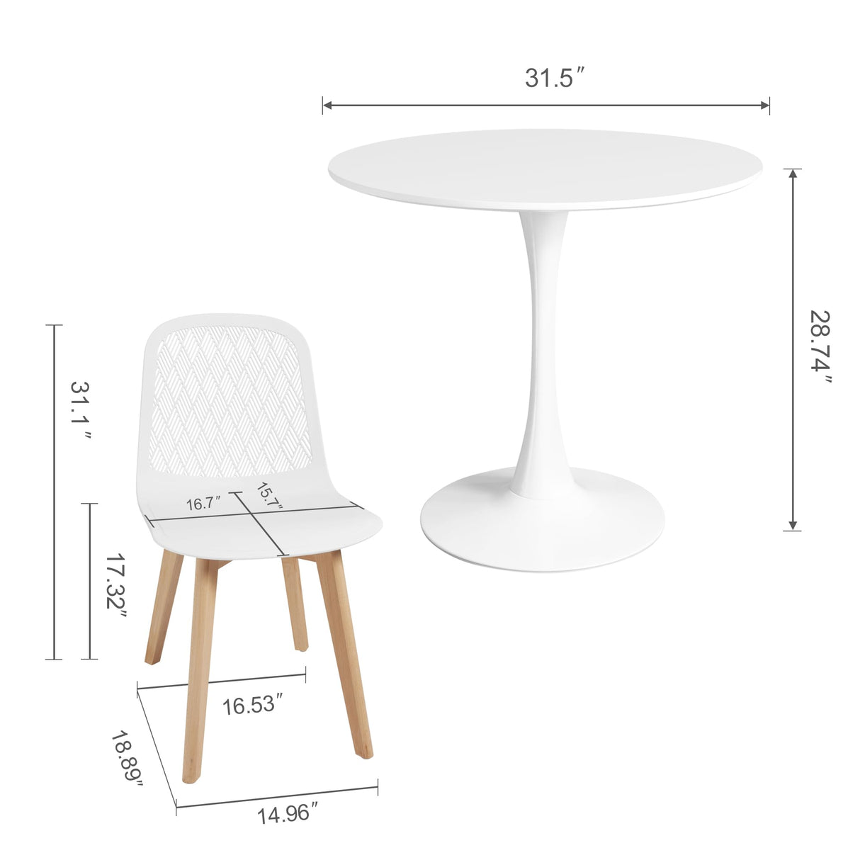Mid Century Modern Round Dining Table Set for 4 with Chairs in Dining Room, Small Kitchen, Office, Cafe, Restaurants KM Legend