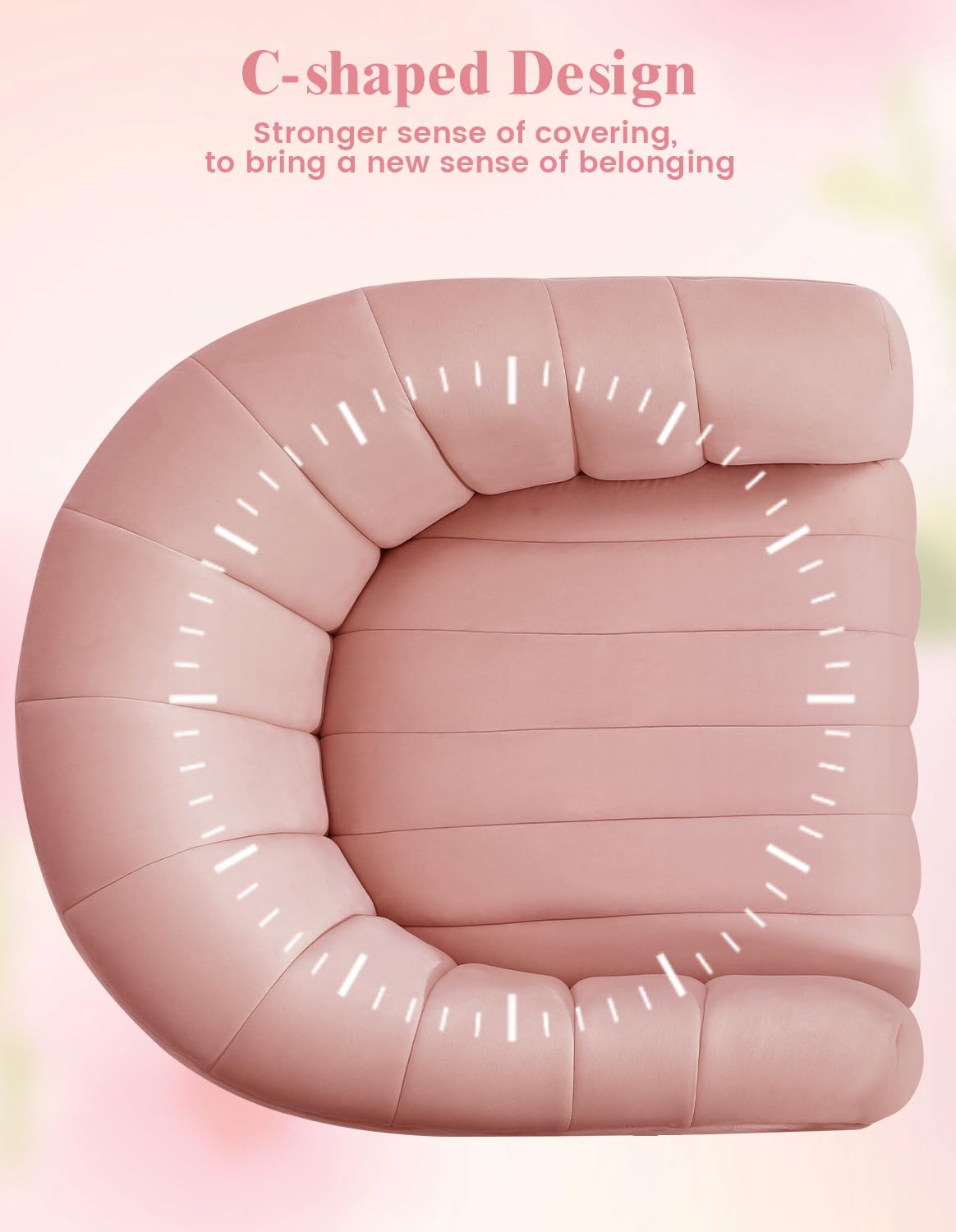 Kromax Accent Chair Mid Century 360 Degree Swivel Barrel Chair with Armrest, Overstuffed Tufted Velvet, Ideal for Living Room, Bedroom, Reading Room, Light Pink Kromax