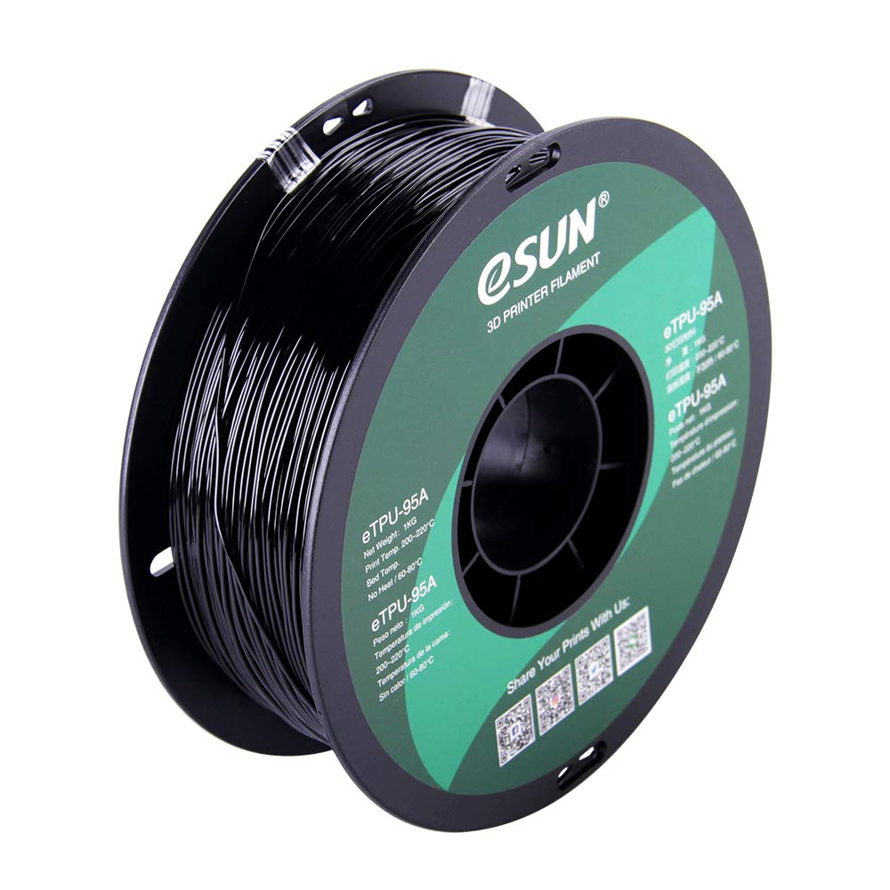 eSUN 1.75mm TPU 95A Flexible 3D Printer Filament 1KG Spool (2.2lbs), Black eSUN