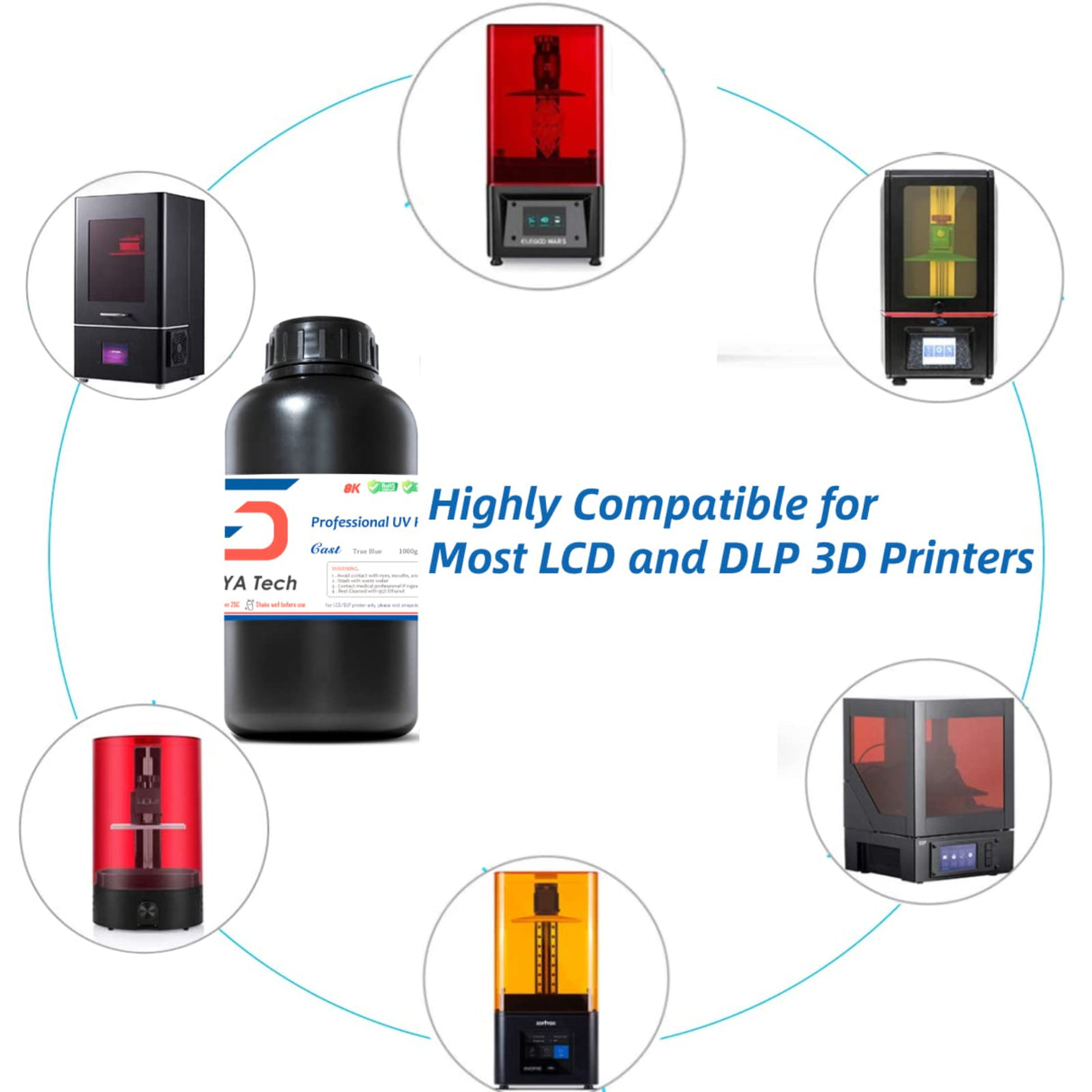 Siraya Tech Cast 3D Print Resin Castable Resin Easier to Burn and Print Clean Burnout Great Smooth Surface High Resolution 405nm UV-Curing Resin for Thicker Designs and Metal Parts (True Blue, 1kg) Siraya Tech