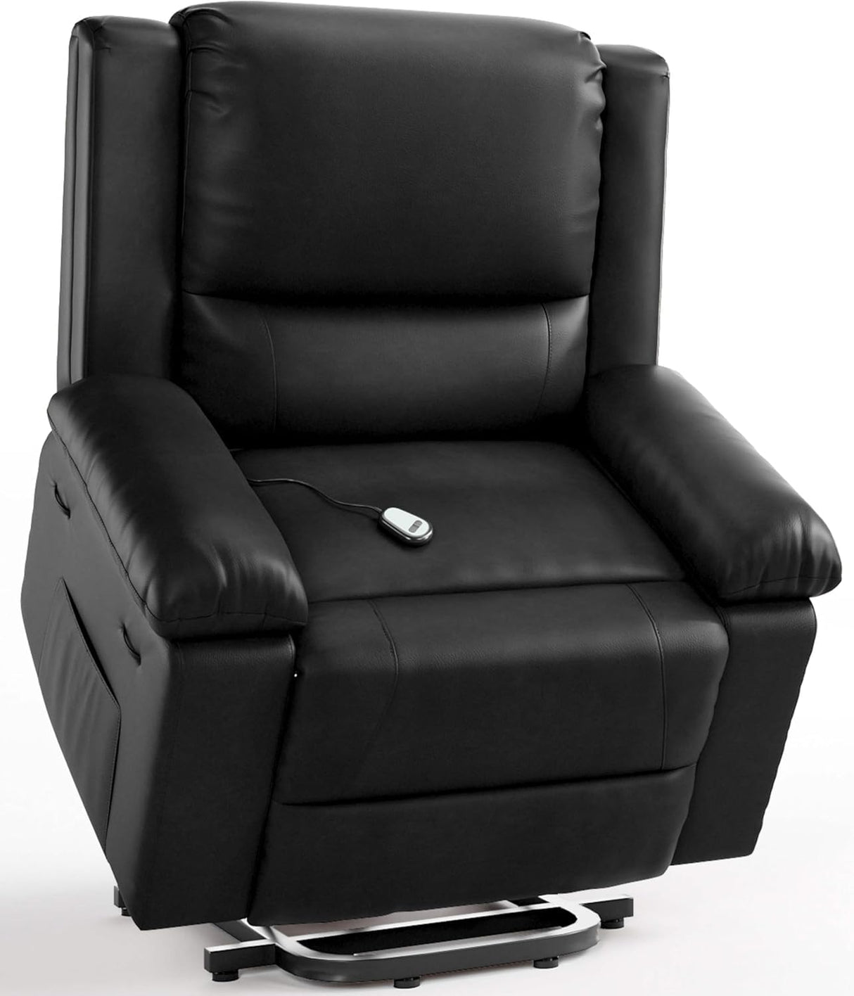 SLEKVERSA Power Lift Recliner Chair, Home Theater Seating with Lumbar Support, Faux PU Leather Recliner Sofa Adjustable Back and Legs, Elderly Power Recliner Chair for Living Room, Black SLEKVERSA