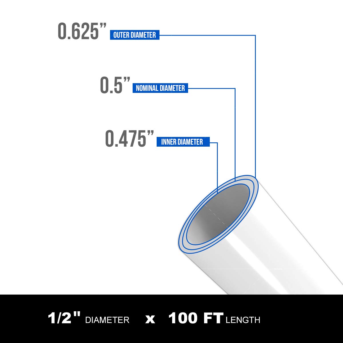 Pex-A Tubing 1/2 Inch x 100 Ft Pex Tube Coil, Non-Barrier Pex Pipe for Potable Water, 1/2" Pex Flexible Water Tubing for Plumbing, White Pex Tubing Supply Giant