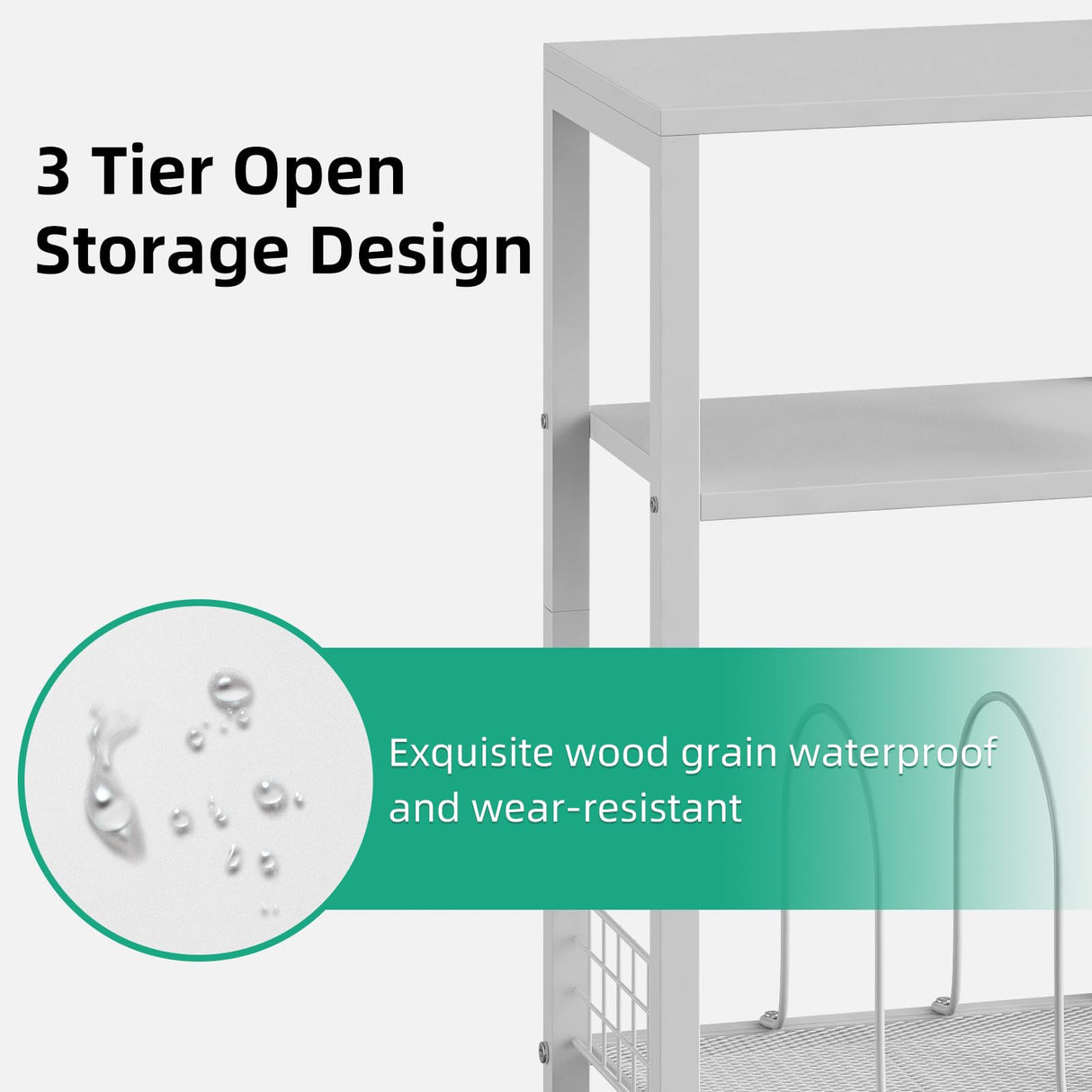 Kalrin Small Side Table, 3 Tier Moveable Small End Table, Record Player Stand with Records Shelf, Tall Nightstand for Bedroom, Living Room, Sofa, Office, Bathroom (Pure White) Kalrin