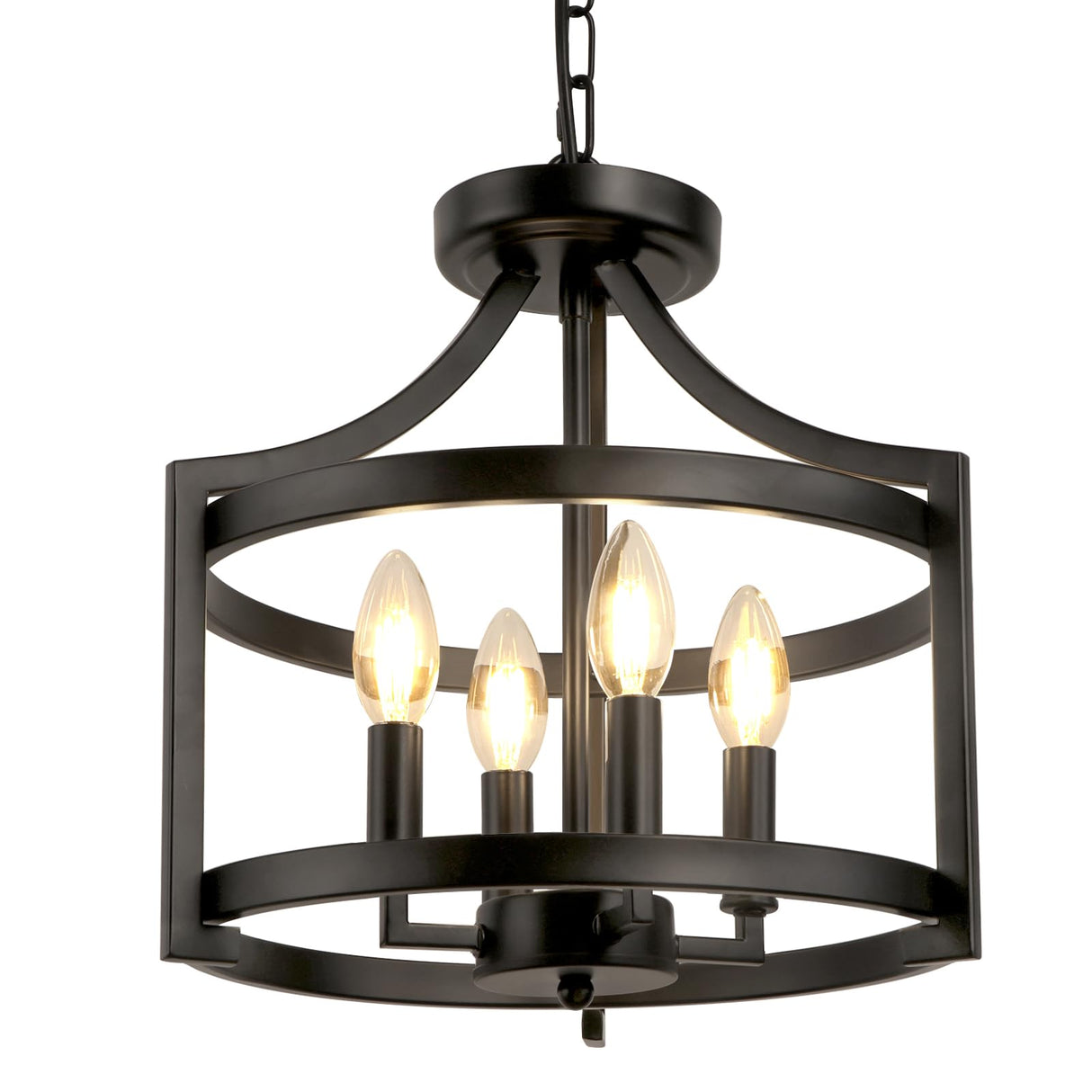 WBinDX 4-Light Farmhouse Chandelier, Modern Hanging Pendant Lighting, Convertible Semi Flush Mount Ceiling Light Fixture Rustic Vintage Black Chandeliers for Dining Room Kitchen Foyer Entryway WBinDX