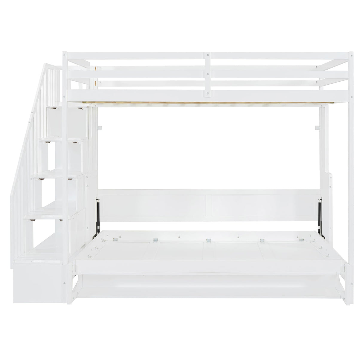 Merax Full Over Full Size Murphy Bed with Hydraulic Lift and Built-in Desk, Space-Saving Wall Bed with Desk Design, Ideal for Home Office, Small Rooms, or Apartments, White Merax