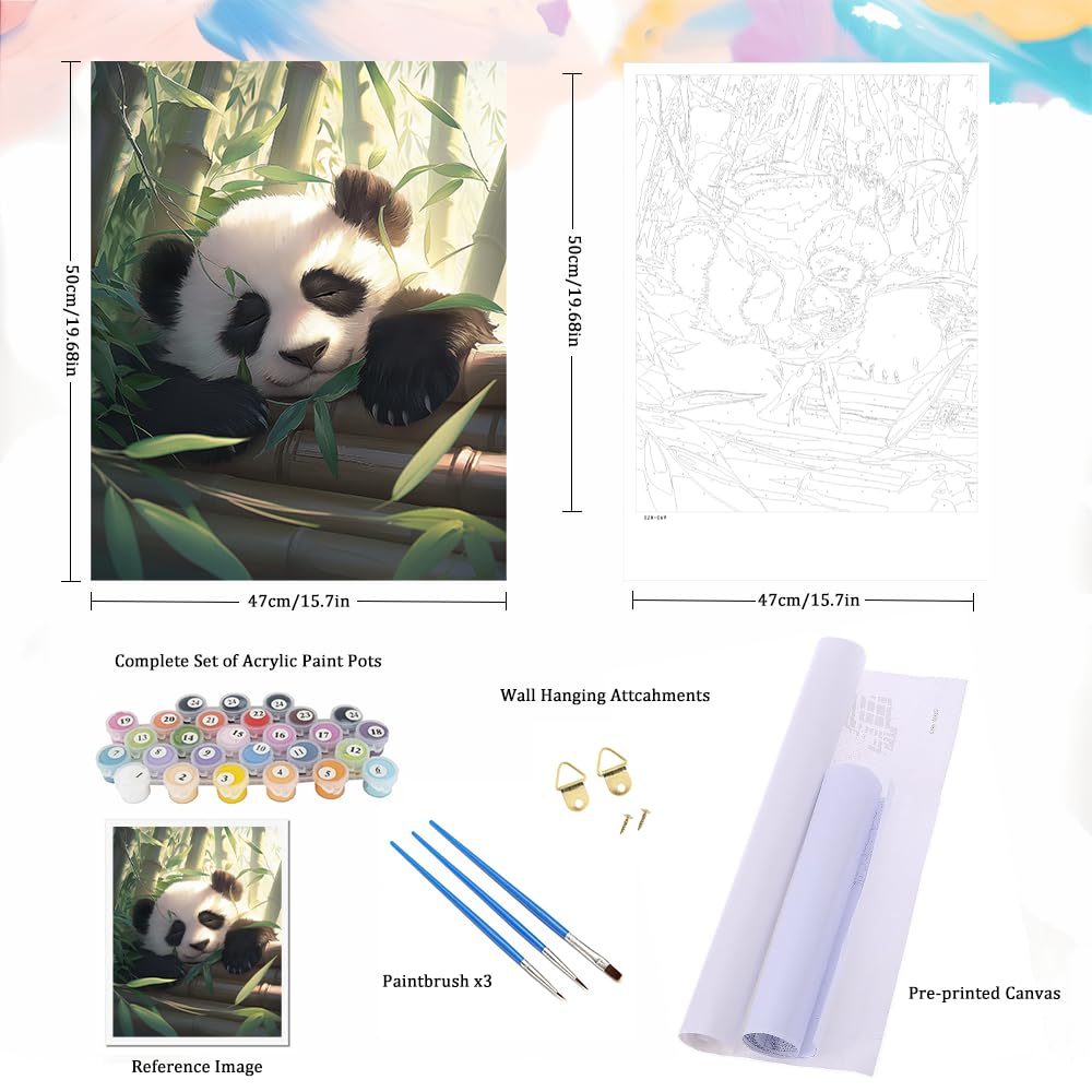 Natuyalo Panda Paint by Numbers Kit for Adults - Animal Paint by Number on Canvas Without Frame, DIY Acrylic Painting for Ideal Gift Home Wall Decor (16x20 Inch) Natuyalo