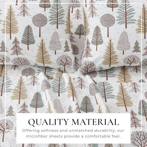 Great Bay Home Twin Size Microfiber Sheet Set - 3-Piece Lodge Bed Sheets - Ultra-Soft and Smooth Brushed Microfiber Woodland Decor Bedding (Forest Trail) Great Bay Home
