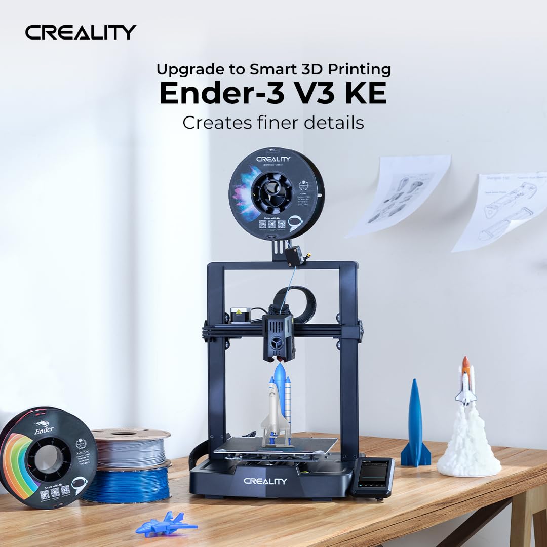 Creality Ender 3 V3 KE 3D Printer with 500mm/s High-Speed Printing, Advanced Sprite Direct Extruder, X-axis Linear Rail, Smart Creality OS, Print Volume 8.66 x 8.66 x 9.44 Inch SainSmart