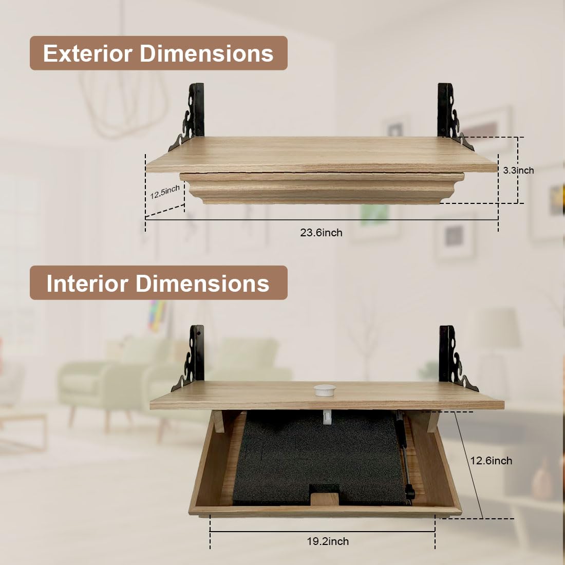 DOLEMODUO Hidden Shelf for Gun, Wall Mounted Hidden Gun Storage Shelf with Lock, Solid Wood Hidden Compartment Furniture DOLEMODUO