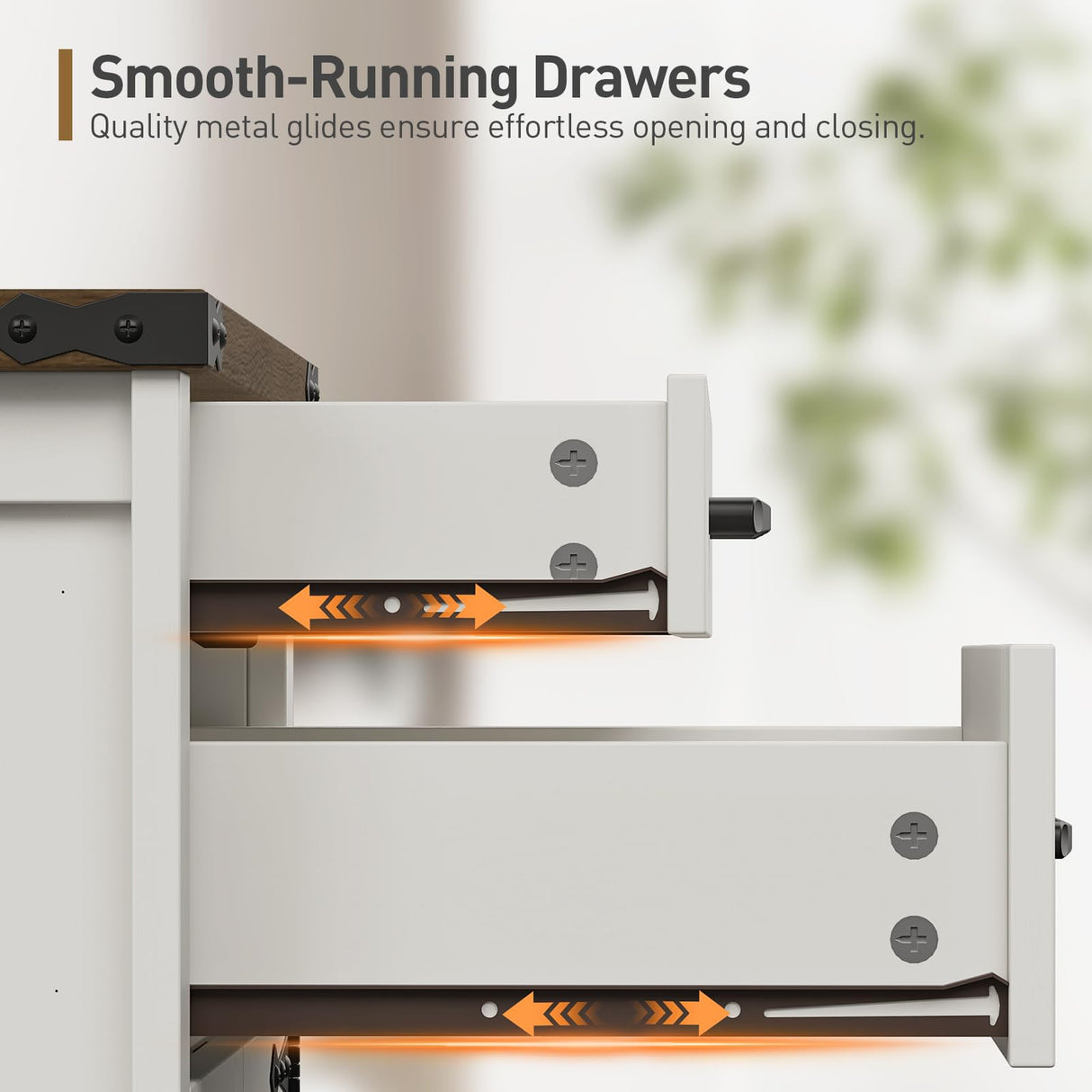 RALGEND Farmhouse End Table with Charging Station, 24'' Sofa Side Table with 2 Drawers and Barn Door, Large Rustic Wooden Square Nightstand for Bedroom, Living Room, White and Walnut RALGEND