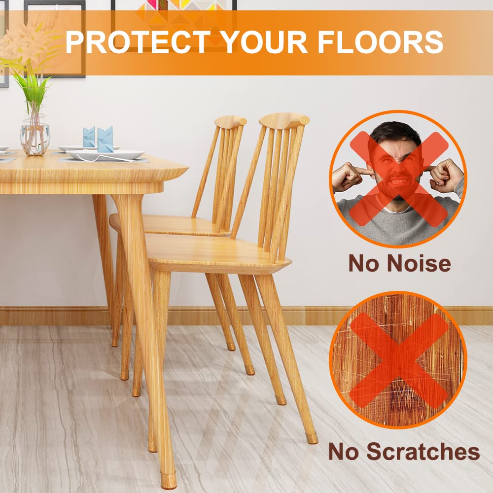 24 Pcs Chair Leg Floor Protectors for Hardwood Floors Silicone Covers to Protect Wood Tile Floors Scratches Felt Pads Furniture Leg Caps No Noise (Fit:0.9"-1.29") VIUME