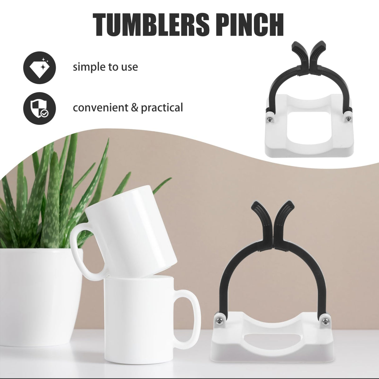 AUTSUPPL Dye Sublimation Retainer Fixate Ploductivity Fastening Tumblers Cup Pincher Tool Tumbler Clamp Sublimation Mug Fixing Clips Fixing Clips for Sublimation Tumbler Plastic Black AUTSUPPL