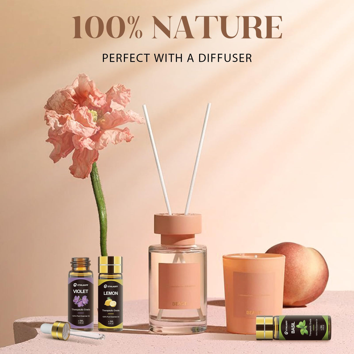 Essential Oils Set 40 Pcs, Essential Oils Perfect for Diffuser, Fragrance Oil Set for Massage, Soap, Candle Bath Bombs Making (5ml) Ethlauff