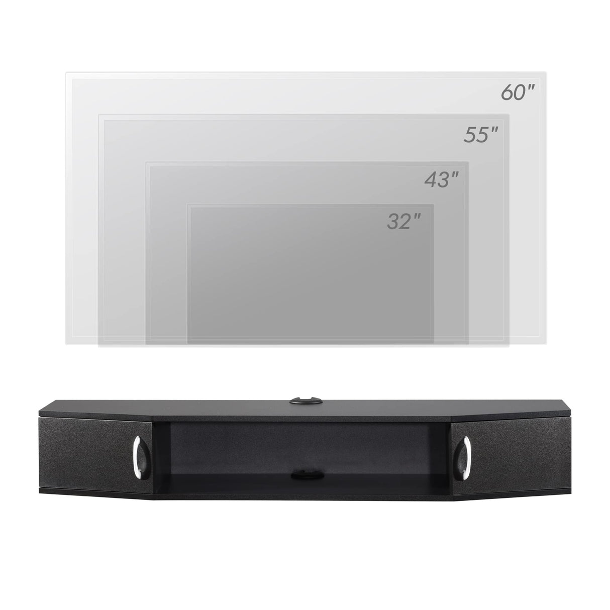 FITUEYES Floating TV Stand Wall Mounted TV Shelf with Door Wood Media Console Entertainment Center Under TV Floating Cabinet Desk Storage Hutch for Home and Office Black FITUEYES