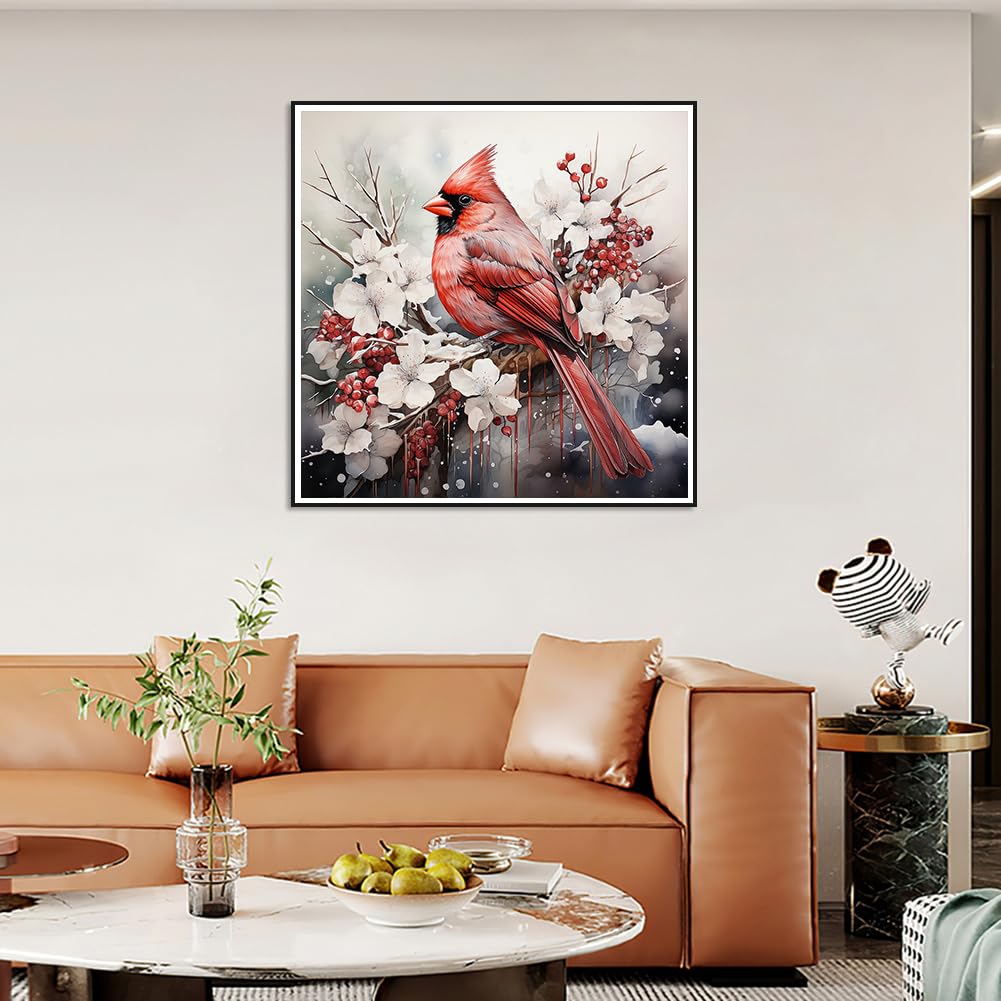 Stalente Diamond Painting Kits for Adults, Cardinal 5D DIY Diamond Art Kits for Beginners Round Full Drill Diamond Painting for Home Wall Decoration Gift 12×12inch, Birds Stalente