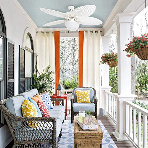 Honeywell Ceiling Fans Inland Breeze, 52 Inch Tropical Indoor Outdoor Ceiling Fan with Light, Pull Chain, Three Mount Options, Weather Resistant Blades - 50511-01 (White) Honeywell Ceiling Fans