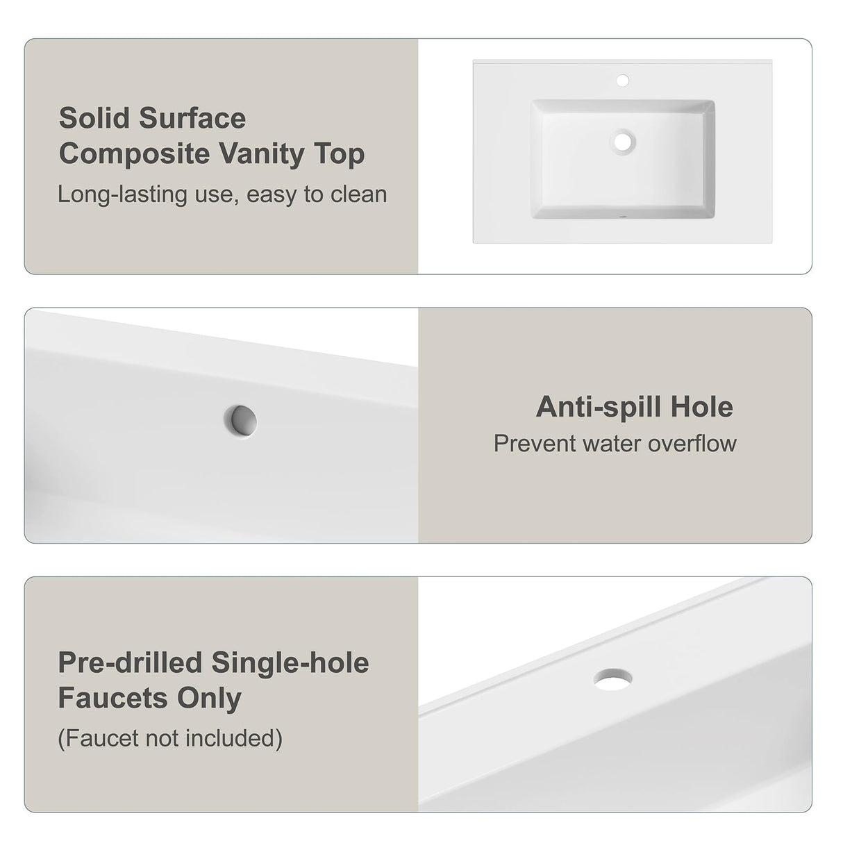 DELUXE LIVING 30 Inch Bathroom Vanity with Sink, Farmhouse Storage Cabinet with Drawers & Open Storage Shelf, Easy Assembly, Adjustable Feet, Walnut DELUXE LIVING