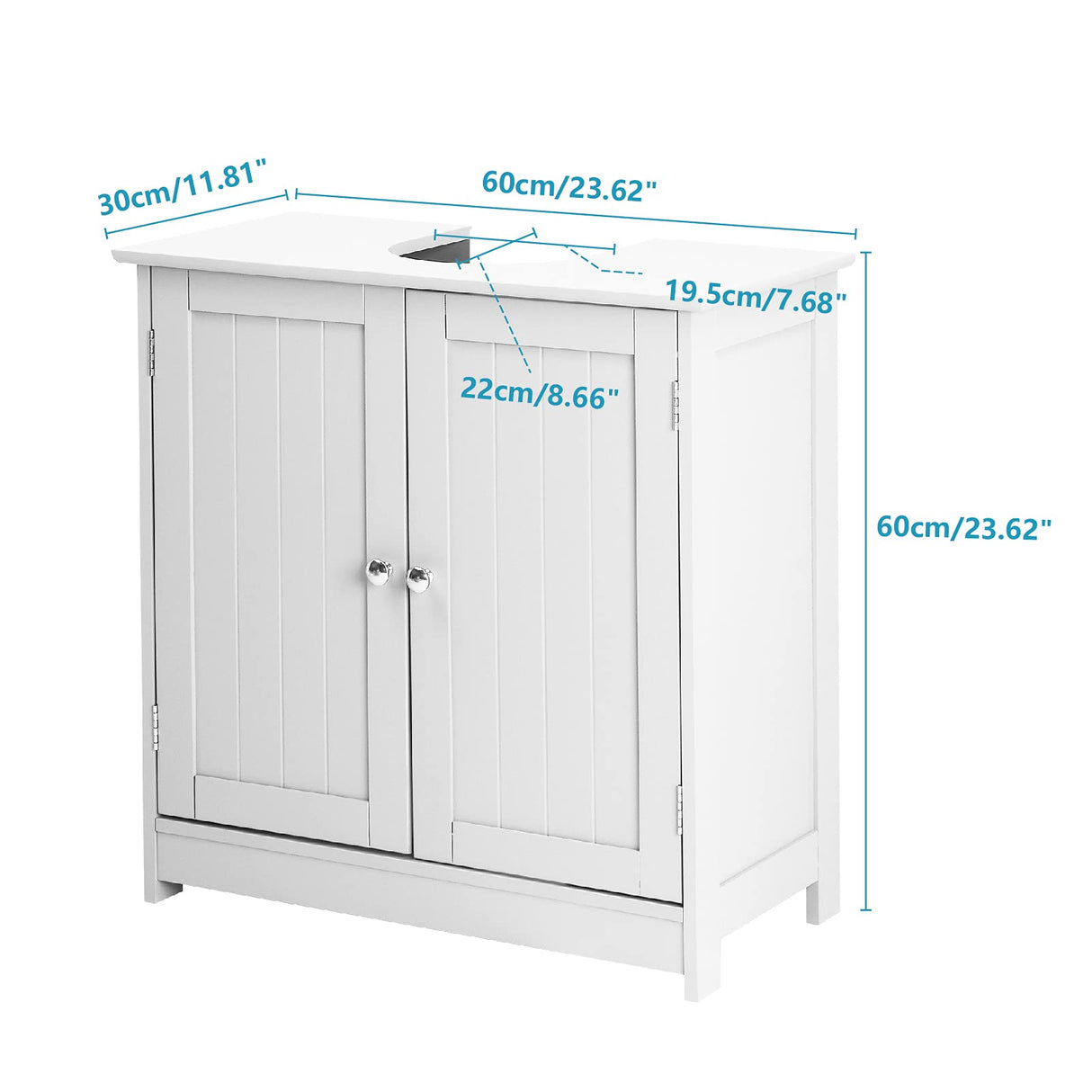 Bonnlo Pedestal Sink Storage Cabinet with 2 Doors Traditional Under Sink Cabinet Bathroom Space Saver Organizer with Adjustable Shelf White 3 5/8" W x 11 7/16" D x 23 5/8" H Bonnlo