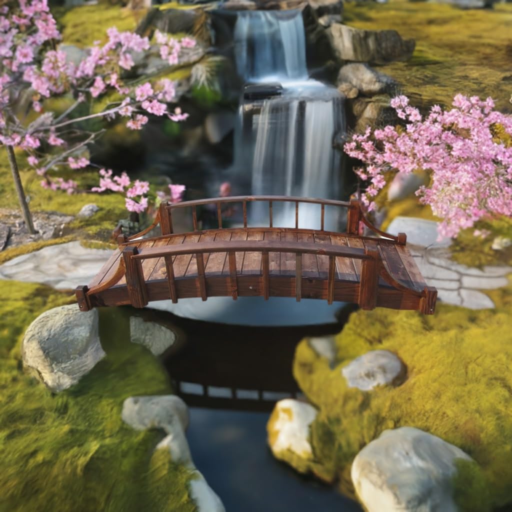 SamsGazebos Country Wood Garden Bridge, 8', Brown SamsGazebos