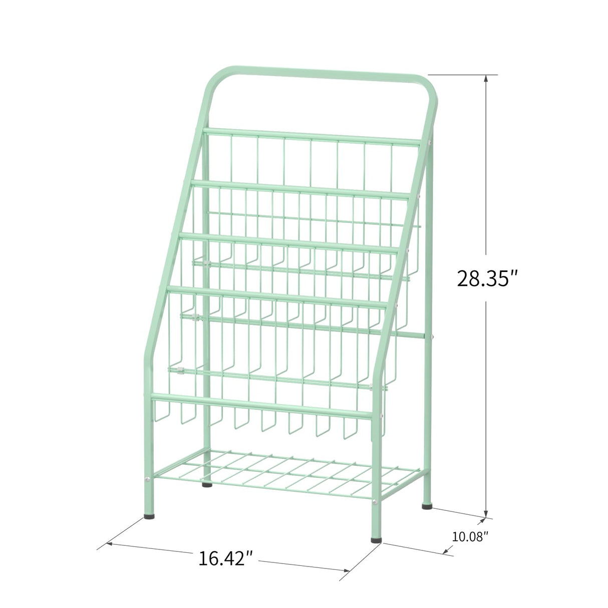 JAQ Kid Bookshelf, 4-Tier Metal Sling Kids Display Bookshelves Bookcase with Toy Storage in Baby Corner Library Room Classroom Playroom for Toddlers Nursery Children (4-tier/28.35inch, Green) JAQ