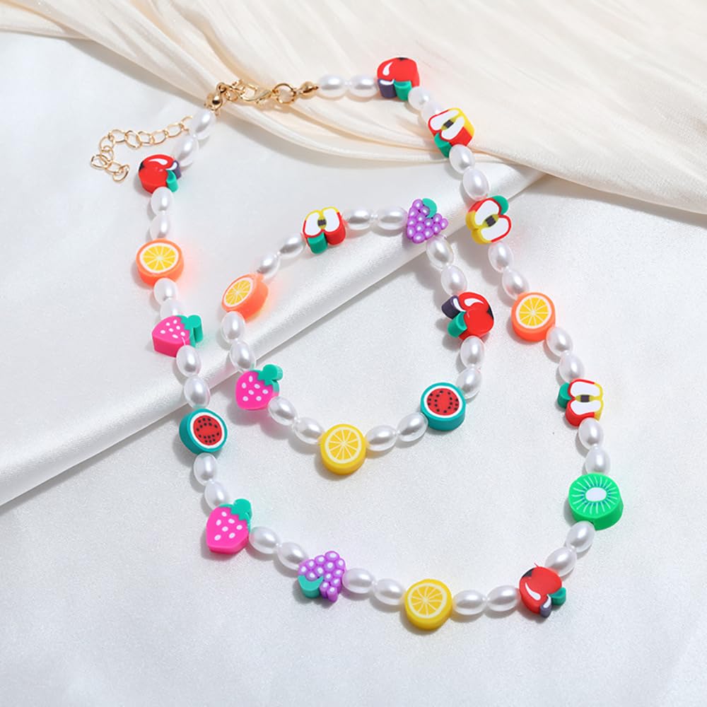 JOICEE 480PCS Fruit Flower Polymer Clay Beads, 24 Style Cute Heart Mushroom Clay Beads Charms for Jewelry Necklace Earring Making, DIY Bracelet Making Kit Accessories for Women Girls JOICEE
