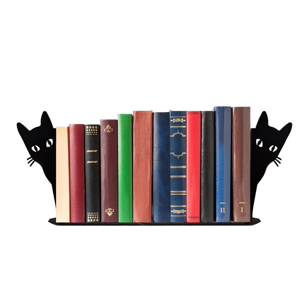 Book Ends, Black Cat Metal Bookends for Shelves Decorative with Non-Slip Bottom, Cute Bookshelf Decor, Book Ends for Shelves, Decorative Objects, Unique Bookends MHLLGN