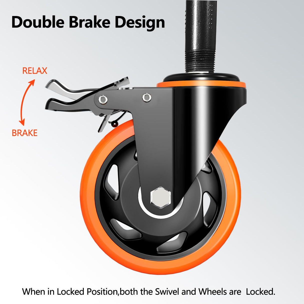 4 inch Stem Caster Wheels 2000lbs, Threaded Stem Casters Set of 4 Heavy Duty,3/8"-16 x 1"(Stem Diameter 3/8", Stem Length 1"), Safety Dual Locking Caster, Industrial Castor Wheels for Cart,Furniture TAYLOON
