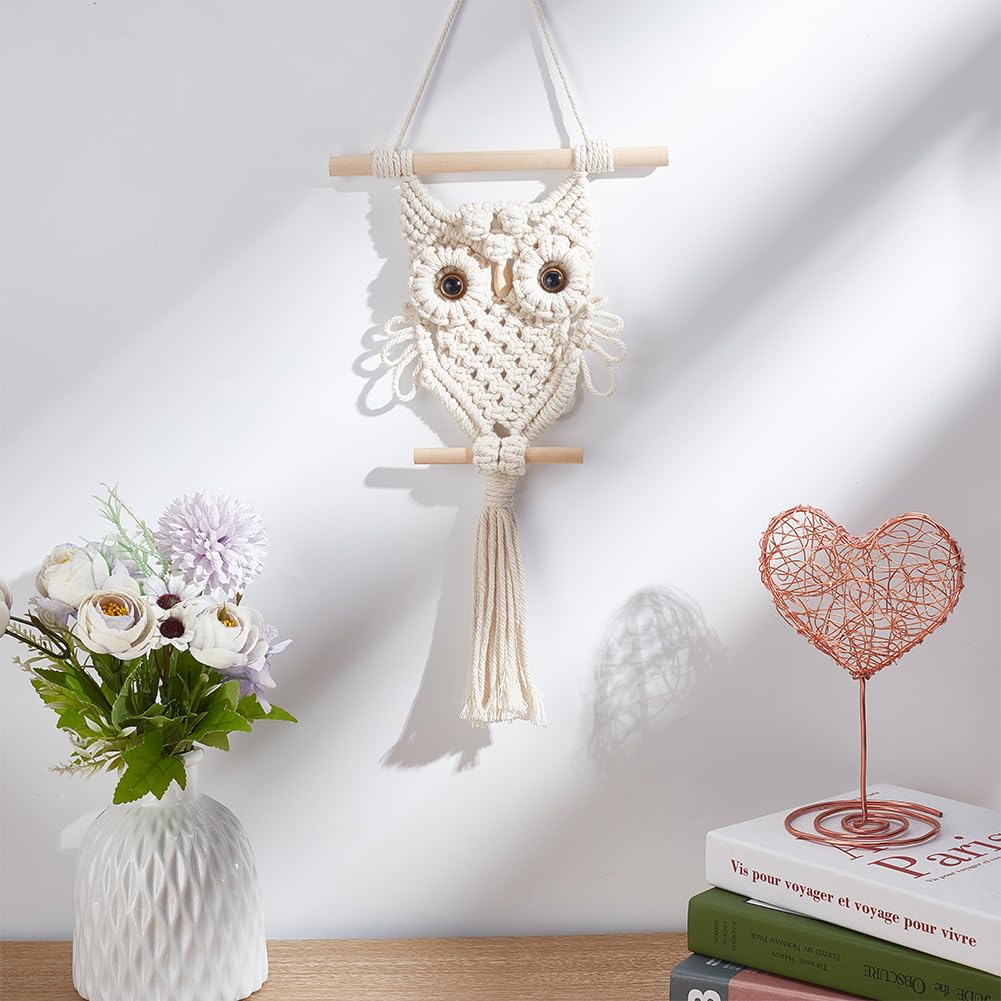 ORIGACH DIY Macrame Owl Wall Hanging Tapestry Kit Handmade Macrame Owl Kit Boho Hand Woven Macrame Wall Hanging Decor for Living Room Bedroom Office ORIGACH