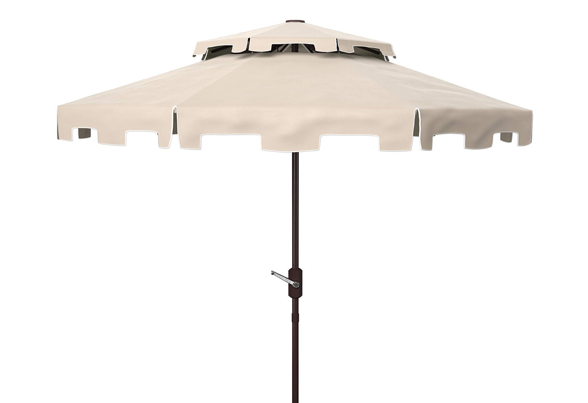 Safavieh Outdoor Zimmerman Beige and White 9-foot Double Top Market UV Protected Umbrella Safavieh