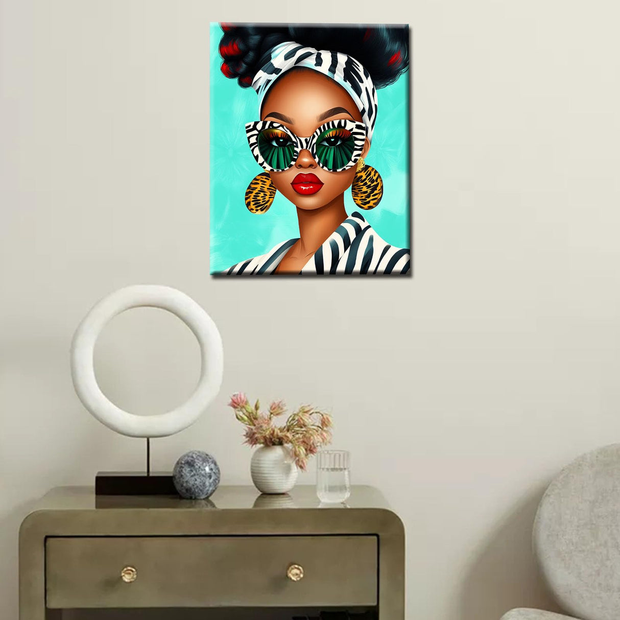 Tucocoo African Woman Portrait Paint by Numbers Kits 16x20 inch Canvas DIY Oil Painting for Adults with Brushes and Acrylic Pigment Modern Female Cartoon Style Picture for Home Decor (Without Frame) Tucocoo