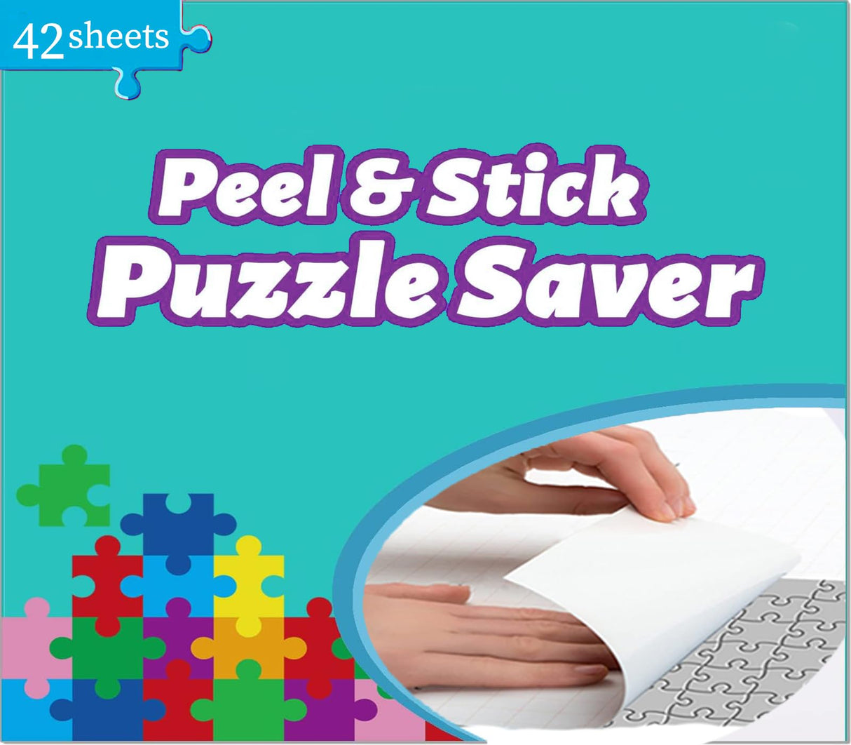 Puzzle Glue Sheets for 7 X 1000 Puzzles 42 Puzzel Saver Sheets Peel and Stick Puzzle Saver Puzzle Accessories with 14 Adhesive Hangers & 1 Scraper dgudgu