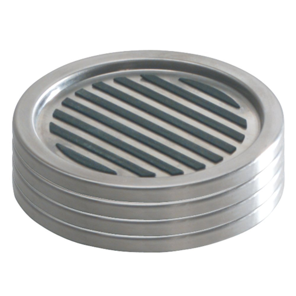 iDesign Forma Brushed Stainless Steel Drink Coasters for Home Counters, Kitchen, Dining Room, Living Room, Patio, Coffee Table, Set of 4, Black,20550 InterDesign