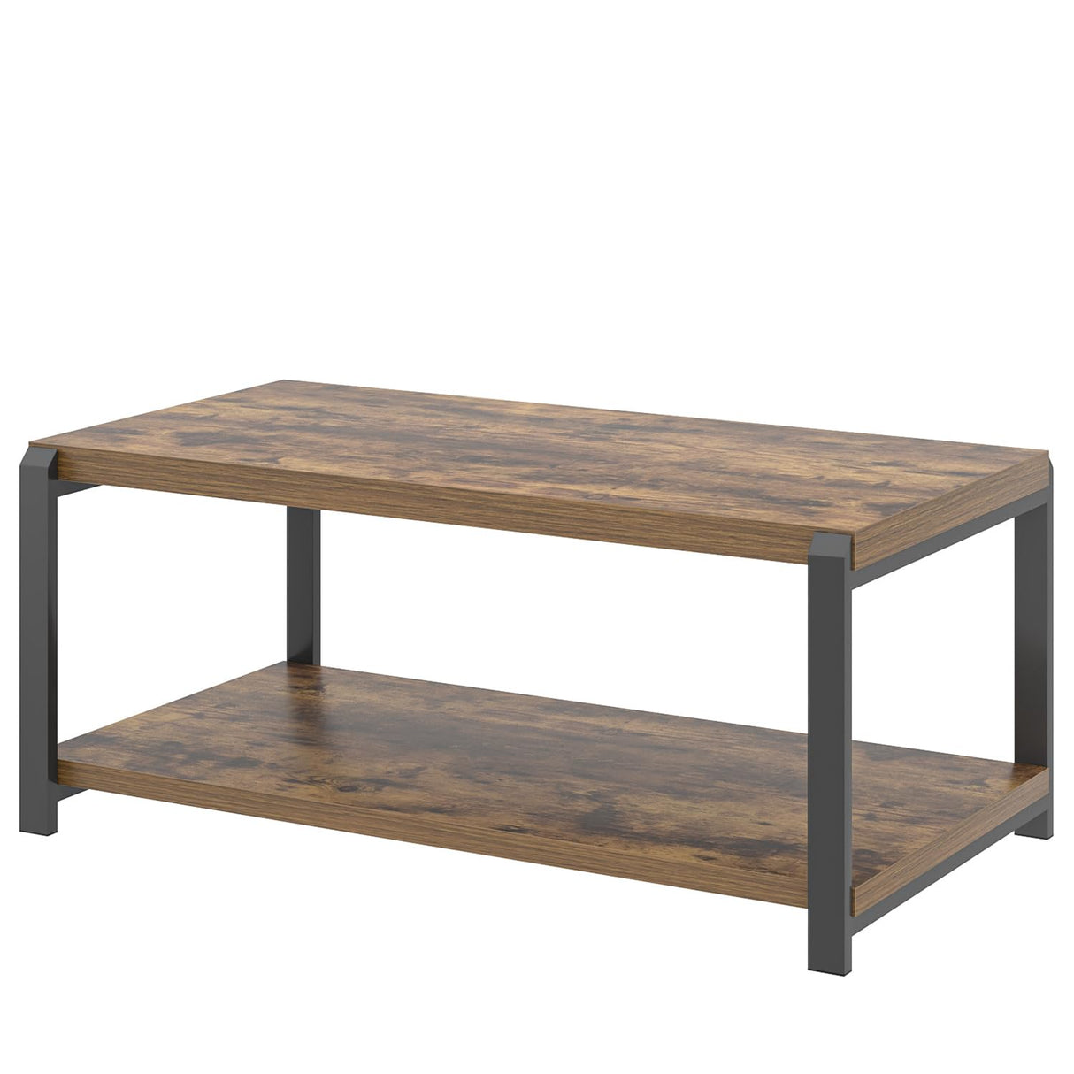 EXCEFUR Modern Coffee Table, Industrial Wood and Metal Center Table, Cocktail Tea Tables for Living Room, Rustic Brown EXCEFUR