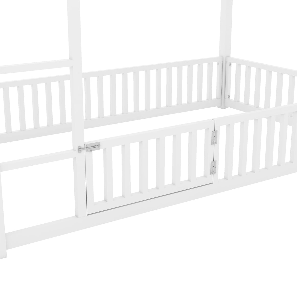 Bellemave Metal Bunk beds Twin Over Twin Size, Twin bunk beds with guardrail and Door for Kids, Floor bunk Bed, House bunk Bed for Kids,White Bellemave