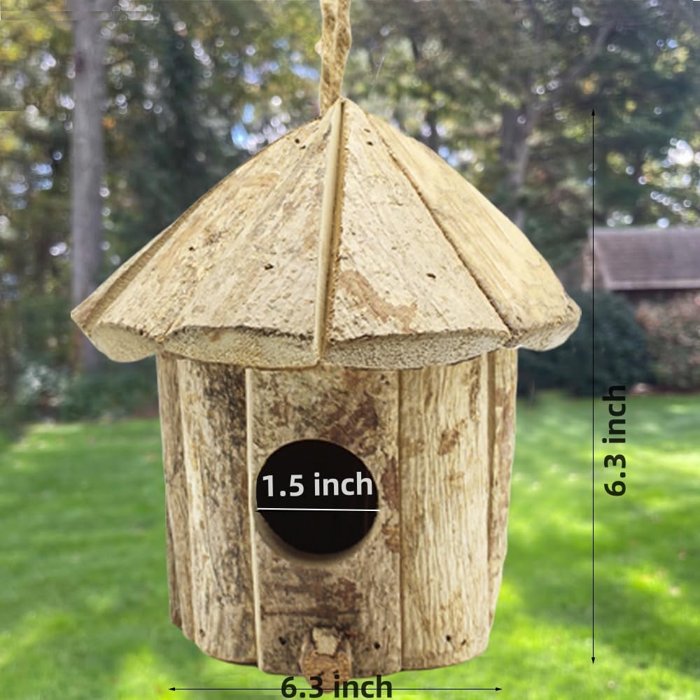 Wooden Birdhouses for Outside, Hanging Birdhouse, Cardinal Bird House Nesting Box, Natural Wood Bluebird Houses for Outdoors Finch Bluebird Cardinals, Garden Decoration DoubleWood