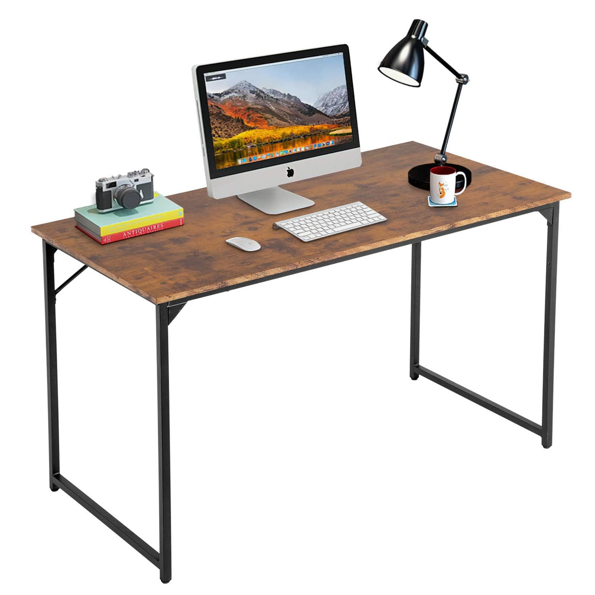 Computer Desk,47.2 inches Home Office Desk Writing Study Table Modern Simple Style PC Desk with Metal Frame,Brown BestOffice