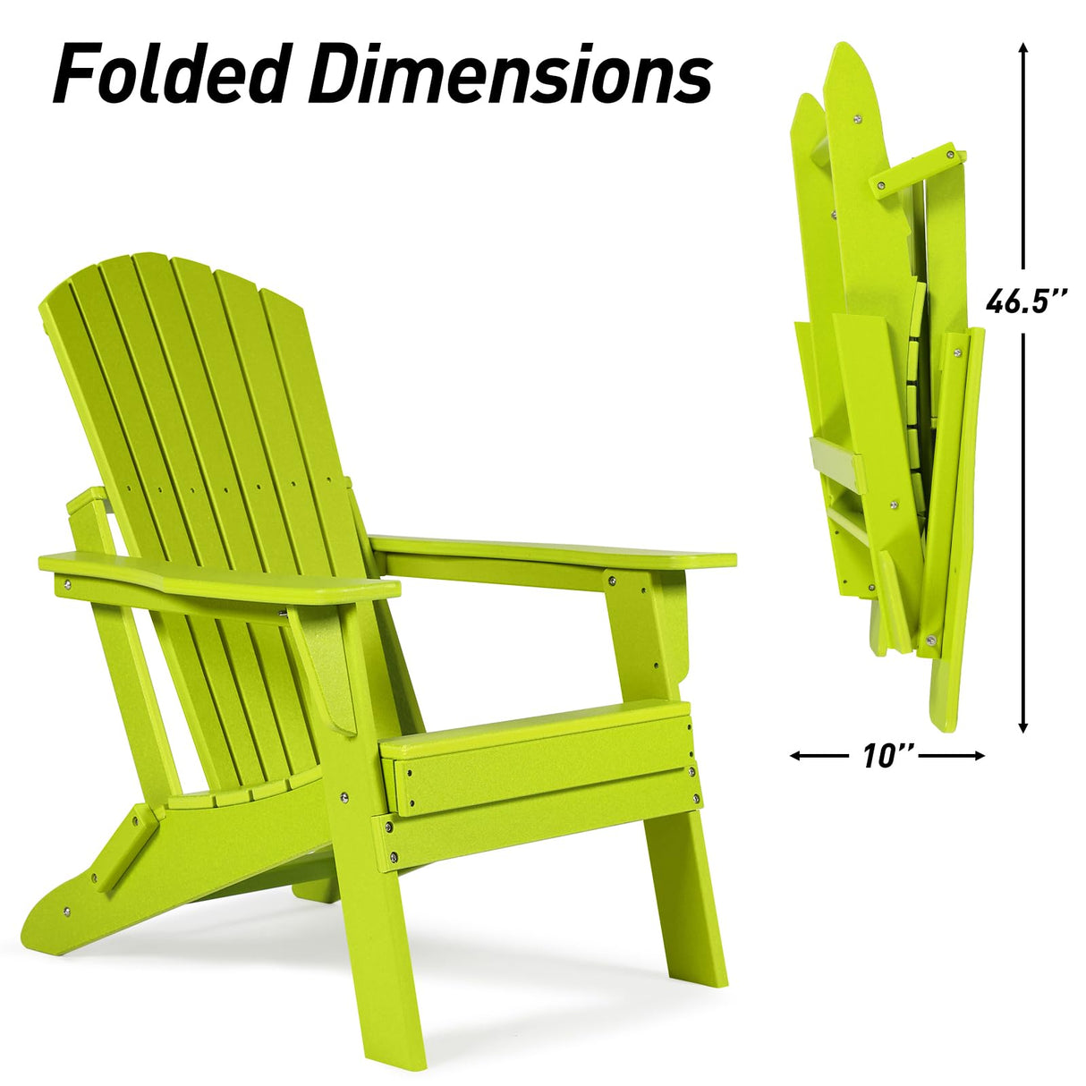 Aoodor HDPE Outdoor All-Weather Folding Adirondack Chair for Patio, Garden, Backyard, Deck Lawn Fire Pit - Apple Aoodor