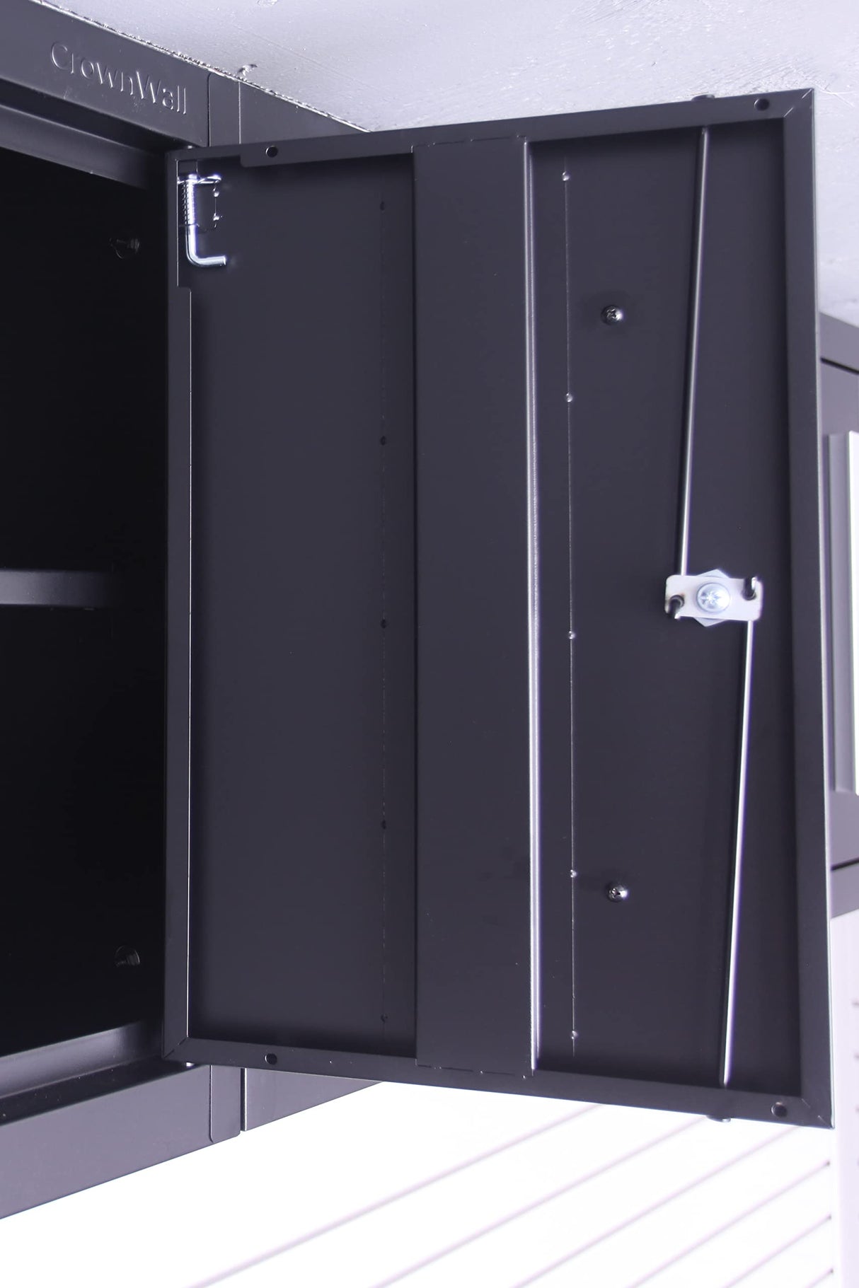 Crownwall Pro Series Fully Assembled Wall Cabinet, Garage Storage, Home Organizer Storage System (Black with Silver Handles) Crownwall