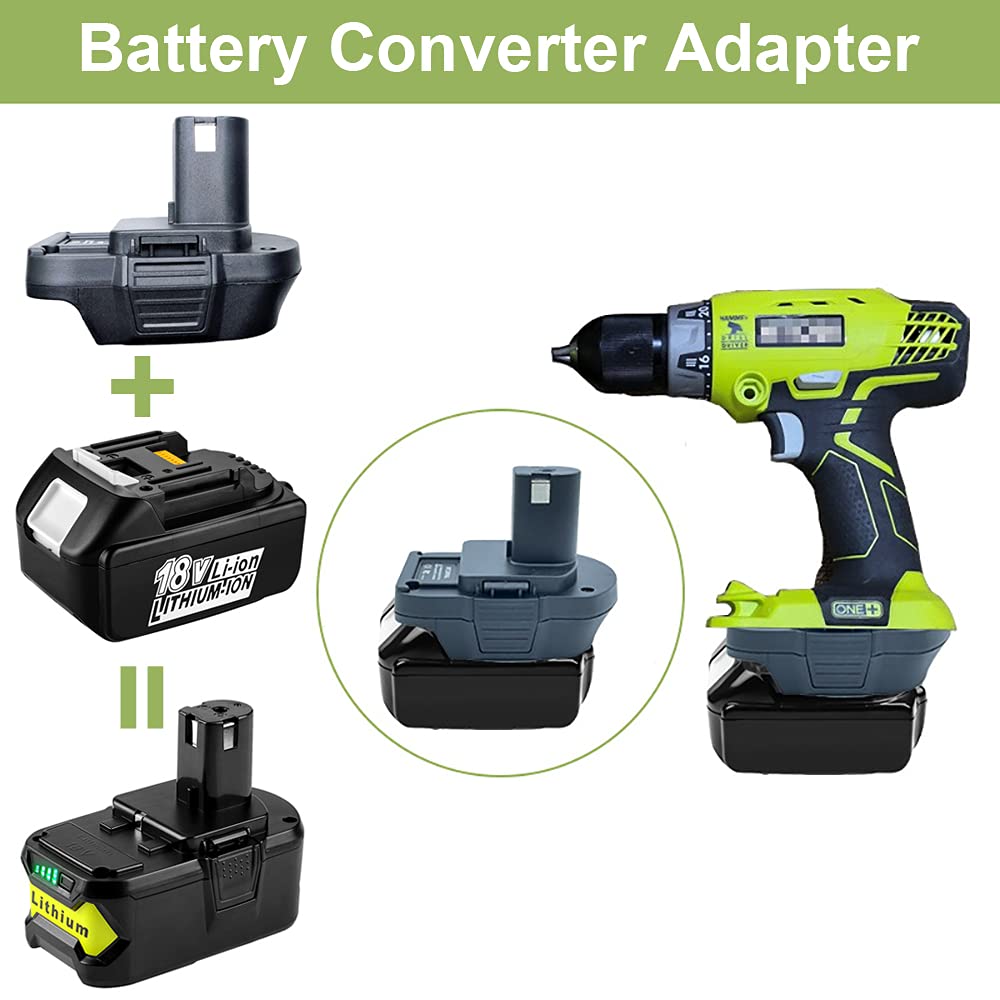 QINIZX Battery Adapter for Makita 18V Lithium Battery to Ryobi 18V One+ Lithium-Ion Cordless Tool, Convert Makita 18V Battery BL1860B BL1850B BL1840 BL1830B BL1815 to Ryobi 18V Battery P102 P108 QINIZX