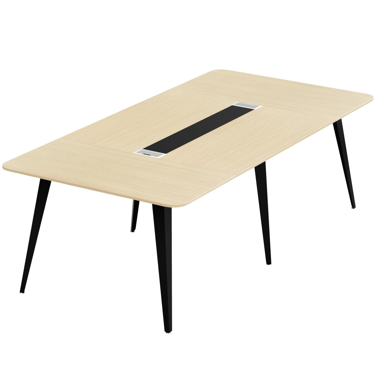 Furmax 8FT Conference Table, 94.48” Meeting Seminar Table with Cable Grommets, Boardroom Table Workstation for Meeting Room, Office Conference (Light Oak) Furmax