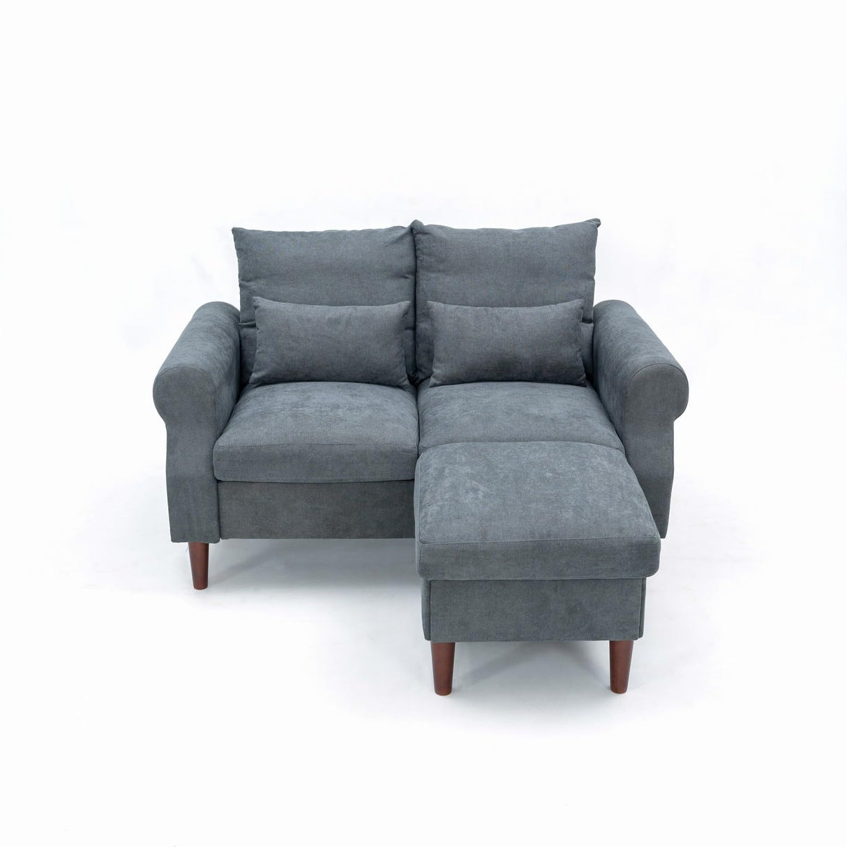 Panana 2 Seater with Ottoman Small Sofa Set, Sectional Sofa Loveseat with Ottoman for Small Space Living Room Apartment (Gray, 2 Seater with Ottoman) Panana