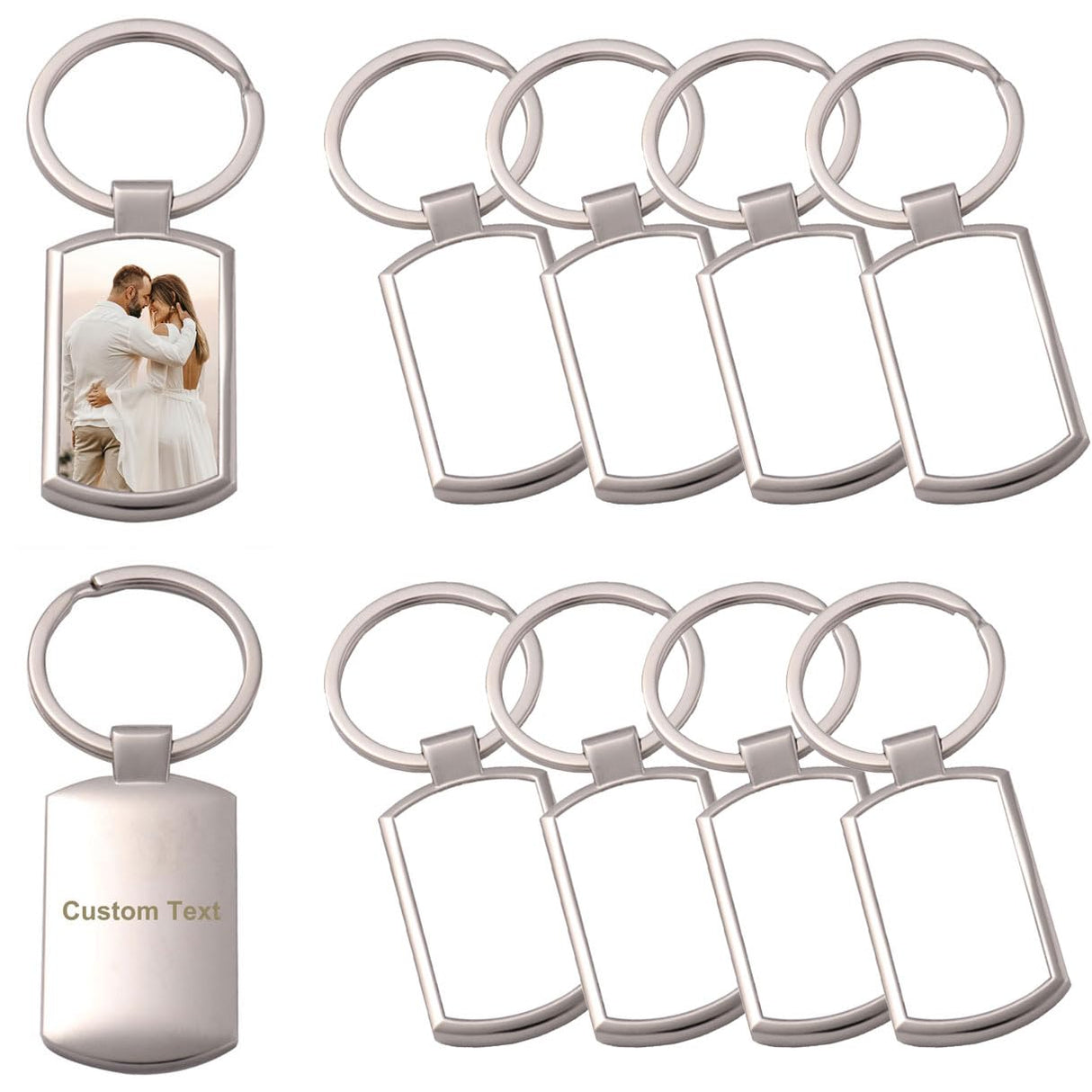 Joiit 10Pcs Sublimation Keychain Blanks Rectangle Bulk, Heat Transfer Press Key Chains with Keyrings for Photos, Laser Engraving Crafts Joiit
