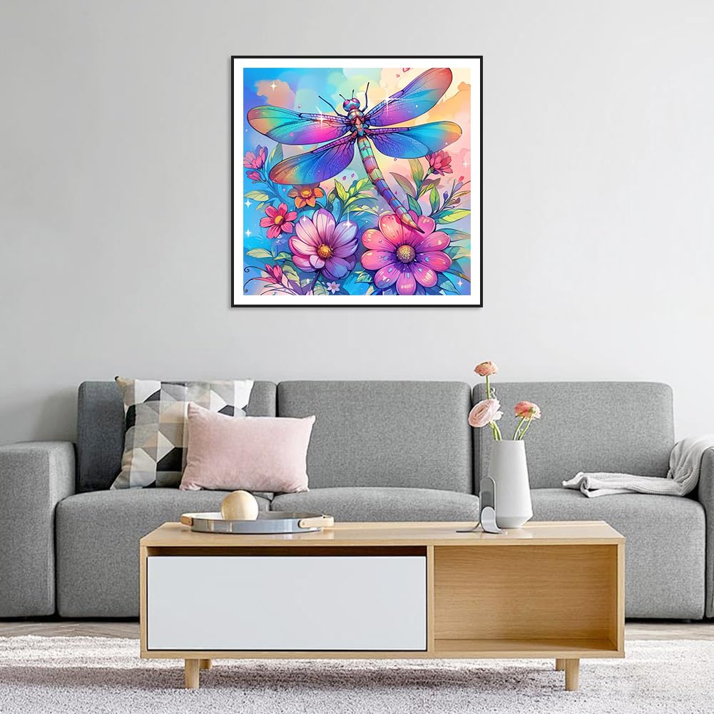 Acudotr Dragonfly Diamond Painting Kits for Adults, 5D DIY Diamond Art Kits for Beginners, Full Drill Diamond Painting Kits for Home Wall Decor, 12x12 Inch Acudotr