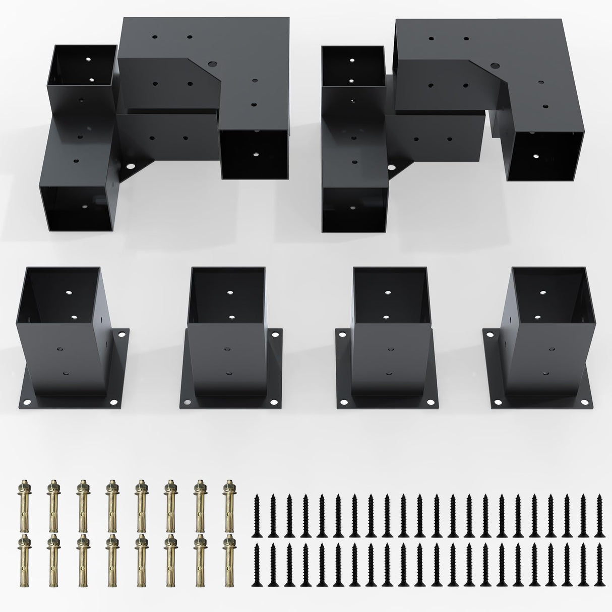 Pergola Brackets Kit 4x4(Actual: 3.5x3.5'') Pergola Kit with Brackets 3-Way Right Angle Corner Bracket Woodworks DIY Post Base Kitp Semoprus