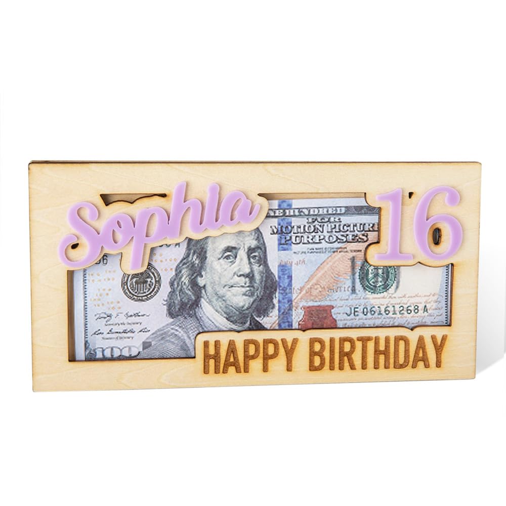 Personalized Wooden Birthday Money Envelope Custom Name Cash Envelope Money Wallet Happy Birthday Envelope Gift Card Holder Birthday Money Gift DIY Getname Necklace