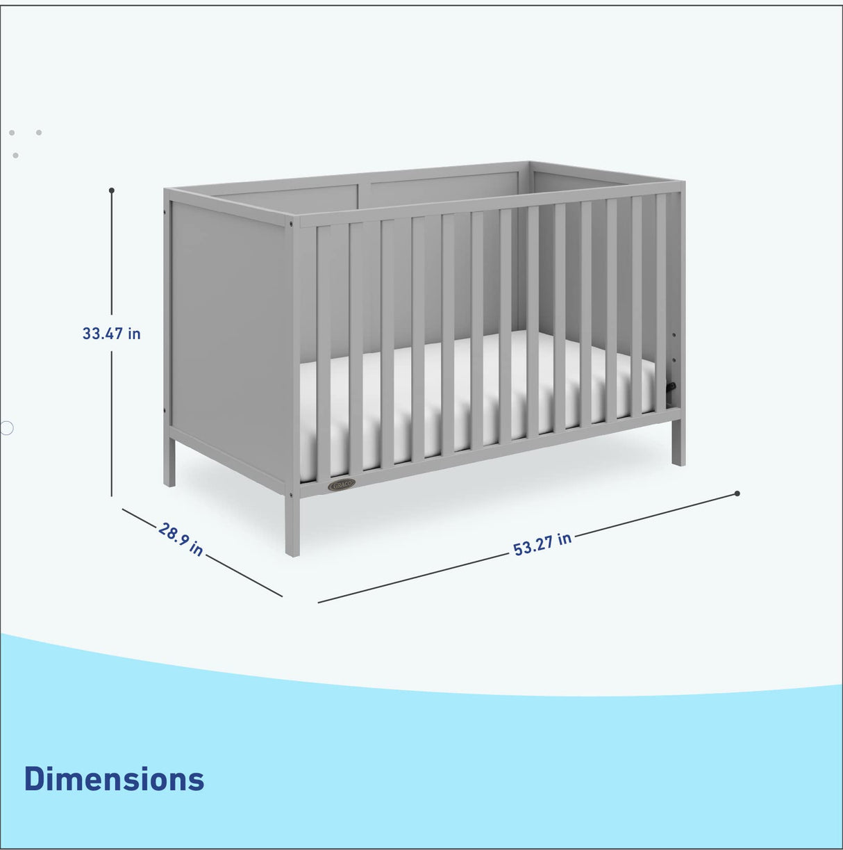 Graco Theo 3-in-1 Convertible Crib (Pebble Gray) - GREENGUARD Gold Certified, Converts to Toddler Bed & Daybed, Fits Standard Full-Size Crib Mattress, 4 Adjustable Mattress Heights Graco
